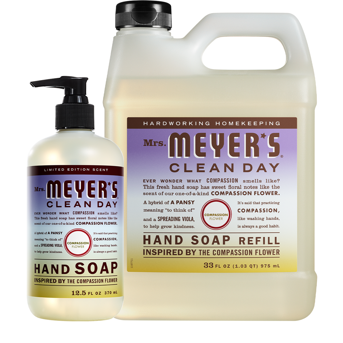 Mrs. Meyer's Compassion Flower Liquid Hand Soap &amp; Refill Set